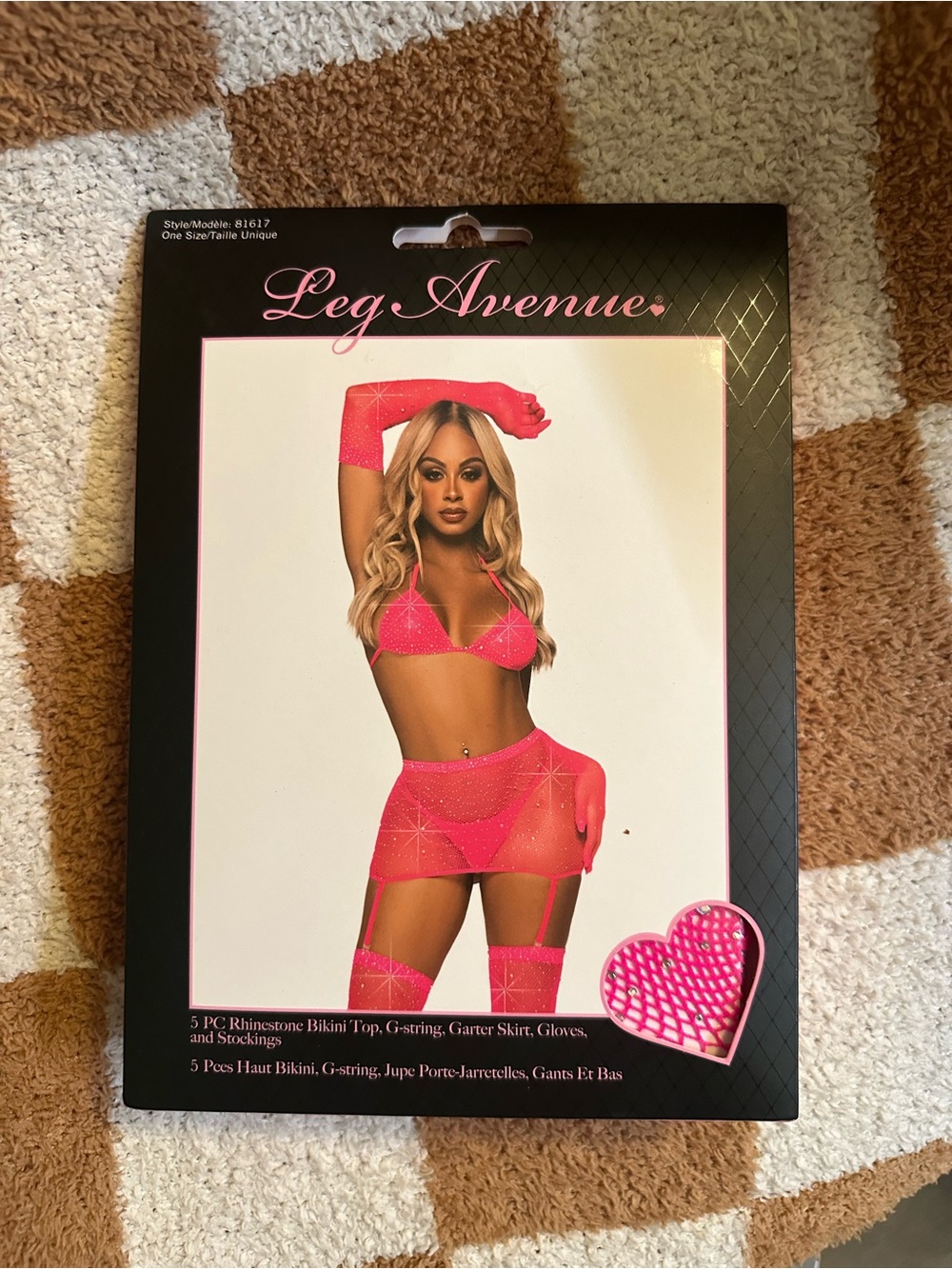 Leg Avenue Women's Hot Pink Rhinestone 5-Piece Lingerie Set